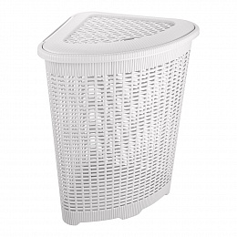 white corner laundry basket